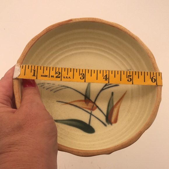 Studio Pottery Stoneware w/ Handpainted Flowers Catchall Dish/Bowl - Picture 4 of 5